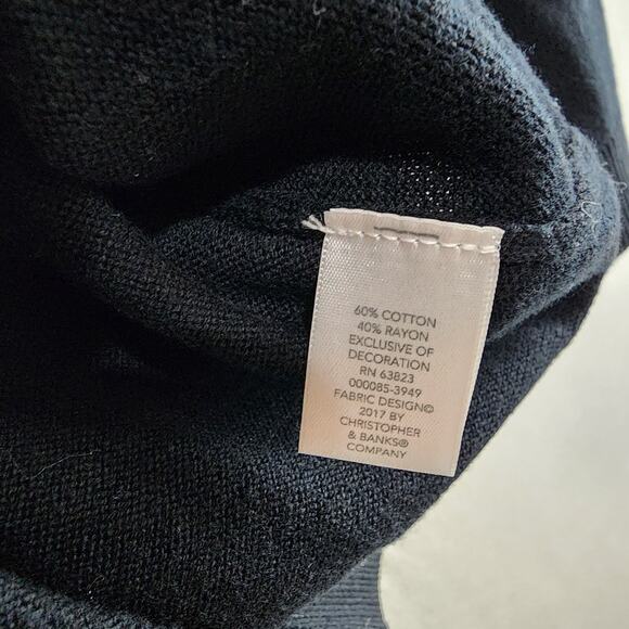 Christopher & Banks Petites Cardigan Floral Appliqué P/XL Beaded Sweater Black - Picture 8 of 9